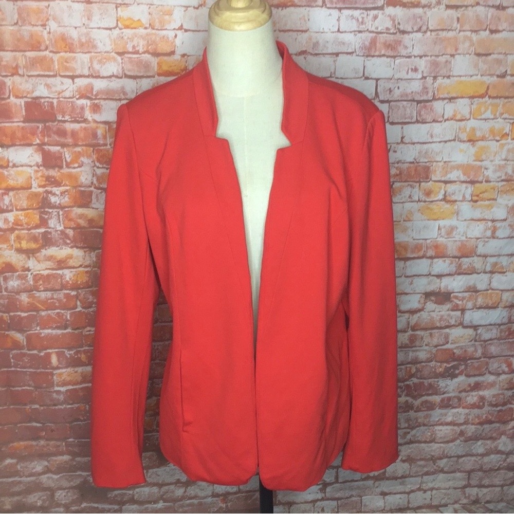 41 Hawthorn Orange Open Front Notched Collar Blazer Jacket